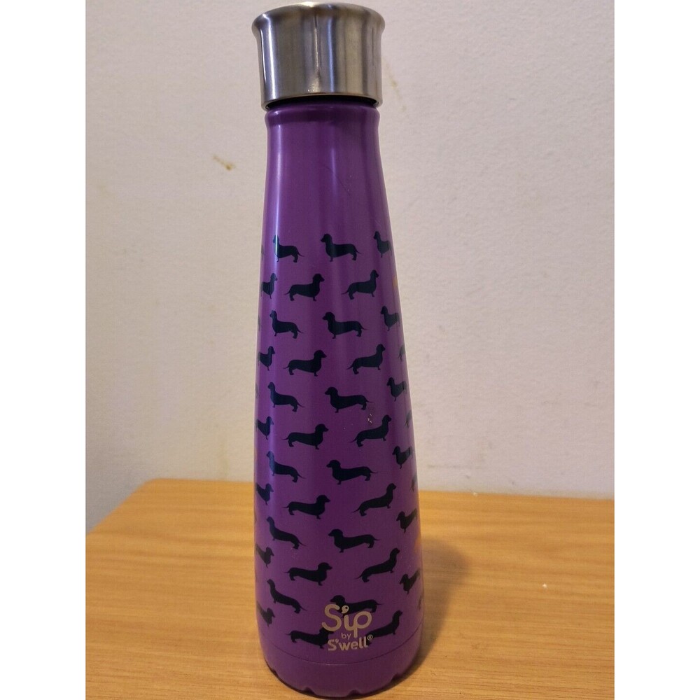 s'well bottle 15 oz. Purple Dachshund. Top Dog Purple